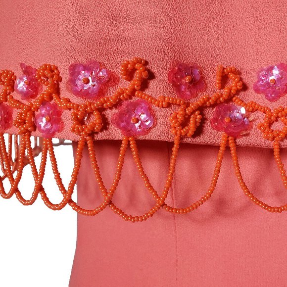 Lilli Diamond Vintage California Hand Jeweled in Hong Kong Peach Cocktai… - Picture 2 of 9